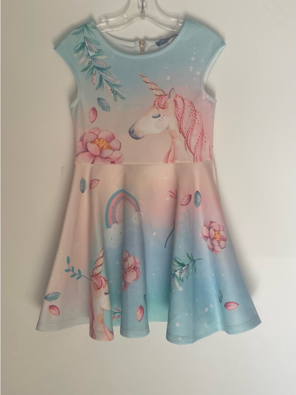 Truly Me Pastel Unicorn Rainbow Dress - Blue, Pink, Cream